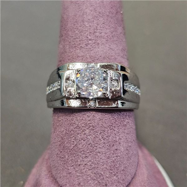 *NEW* .925 SILVER 1CT SIMULATED DIAMOND (CZ) MAN'S RING: RESIZEABLE
