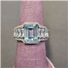 Image 1 : *NEW* .925 SILVER 3.5CT EMERALD CUT SWISS BLUE TOPAZ RING WITH EMERALD CUT SIDE STONES: SIZE 7