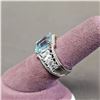 Image 2 : *NEW* .925 SILVER 3.5CT EMERALD CUT SWISS BLUE TOPAZ RING WITH EMERALD CUT SIDE STONES: SIZE 7
