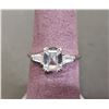 Image 1 : *NEW* .925 SILVER 1.5CT EMERALD CUT SIMULATED DIAMOND (CZ) TRINITY RING WITH BAGUETTE SIDESTONES