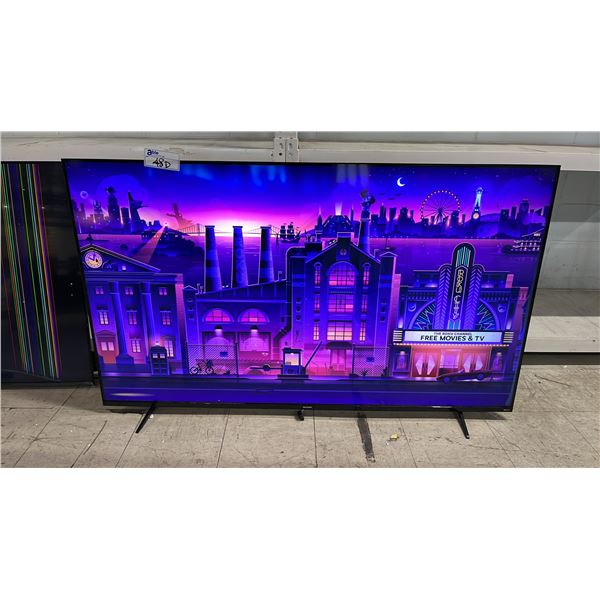 SHARP 65" 4K ULTRA HD LED ROKU TV WITH STAND *NO REMOTE/MANUAL POWER BUTTON IS LOOSE BUT WORKING*