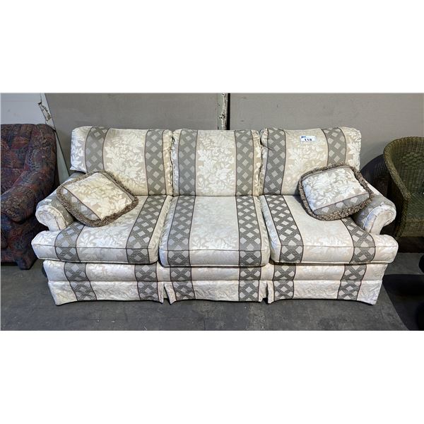 AMERICAN OF MARTINSVILLE FABRIC UPHOLSTERED SOFA  WITH CUSHIONS