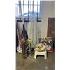 Image 1 : ASSTD. HOUSEHOLD ITEMS: CHRISTMAS TREE STAND, IRONING BOARD, TOBI GARMENT STEAMER, MOP & MORE