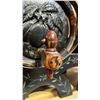 Image 3 : PINE 3-TIER WINE/LIQUEUR STORAGE RACK & (3) SMALL DECORATIVE WOOD BARRELS (CONDITION ISSUES)