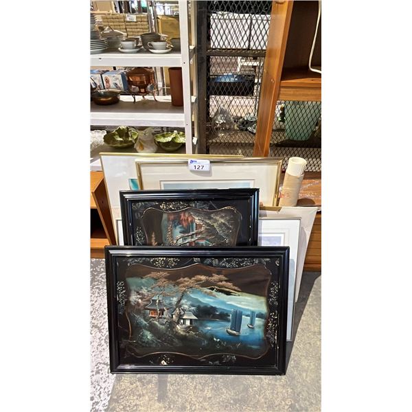 COLLECTION OF ORIGINAL ART, PRINTS & MAPS *SOME FRAMES ARE DAMAGED AND/OR THE GLASS IS CRACKED*