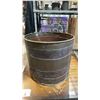 Image 2 : WOOD TABLE, LARGE METAL PLANT POT, ROLLING METAL WIRE RACK & CONTENTS (WICKER BASKETS, WREATHS &MORE