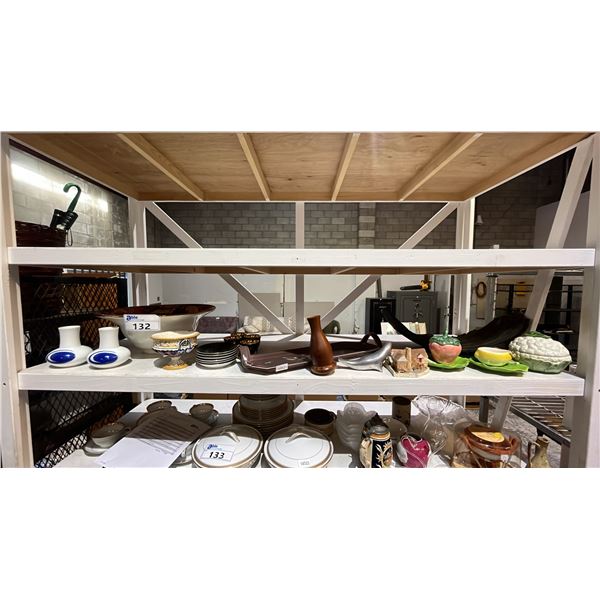 SHELF OF NORITAKE DEMITASSE SET, LARGE SERVING BOWL, OLD WORLD TREASURES MALTINGS MILL & MORE