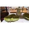 Image 2 : SHELF OF ASSORTED GLASS & PORCELAIN SERVING DISHES & A PORCELAIN PITCHER