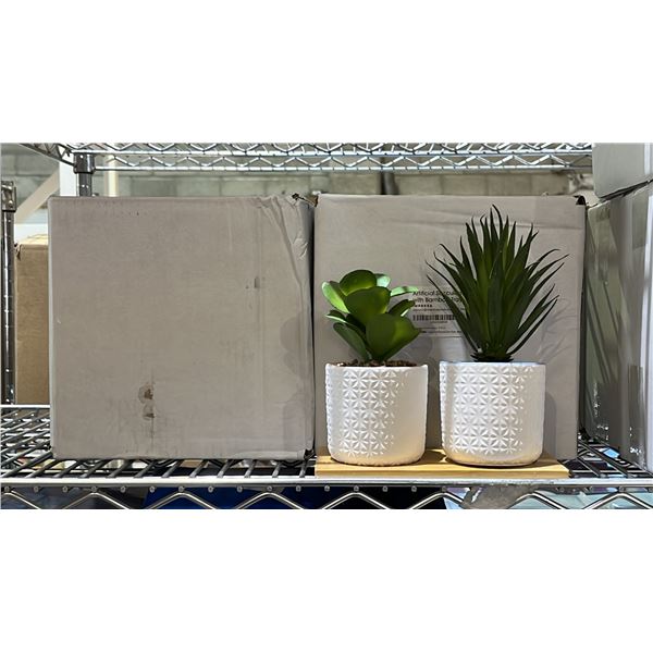 (4) SETS OF 2 IMPRESSA ARTIFICIAL SUCCULENT PLANTS WITH BAMBOO TRAYS