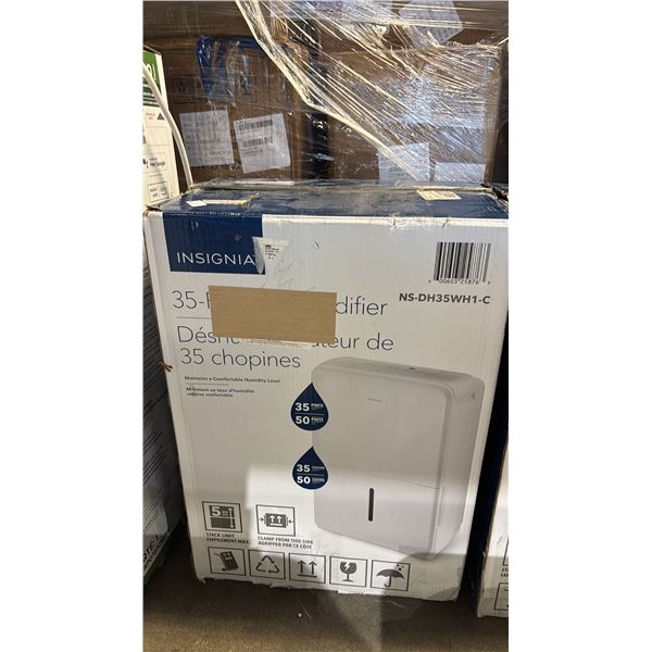 INSIGNIA 35-PINT DEHUMIDIFIER IN BOX *WORKING CONDITION UNKNOWN/MAY BE MISSING PARTS AND OR