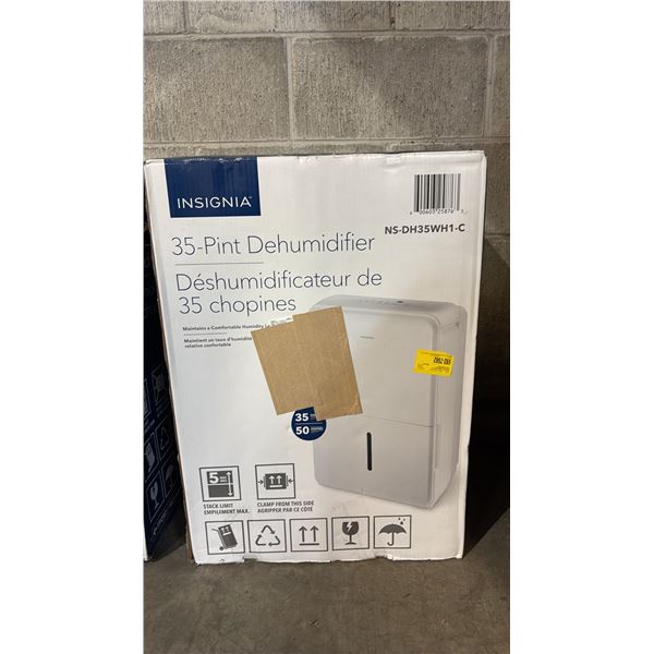 INSIGNIA 35-PINT DEHUMIDIFIER IN BOX - *WORKING CONDITION UNKNOWN/MAY BE MISSING PARTS & OR PIECES*