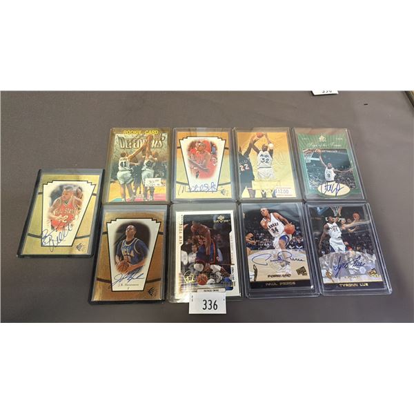 (9) ASSORTED BASKETBALL CARDS *MOSTLY AUTOGRAPHED* INCLUDING; PATRICK EWING, BONZE WELLS, TIM