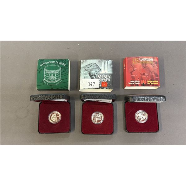 ROYAL CANADIAN MINT ROYAL MILITARY COLLEGE 125TH ANNIVERSARY PROOF QUALITY SILVER COIN, VIMY RIDGE
