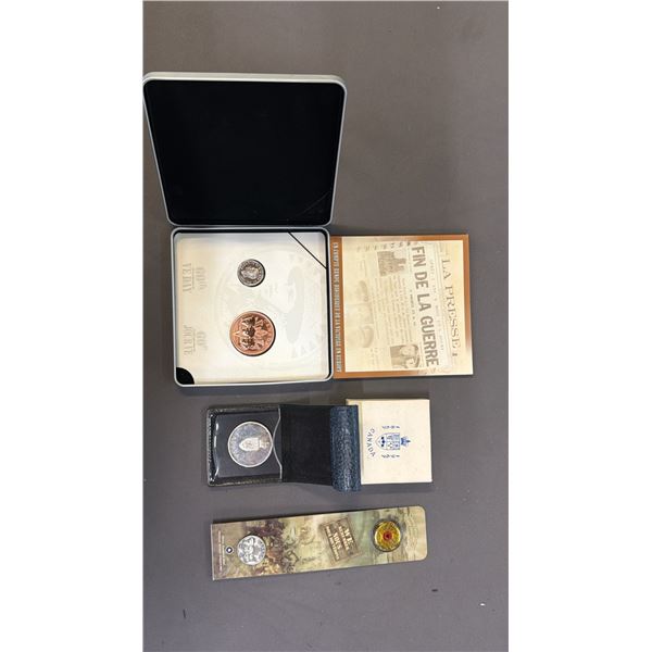 ROYAL CANADIAN MINT 60TH ANNIVERSARY OF VE-DAY COMMEMORATIVE COIN SET, SPECIAL EDITION BOOKMARK &