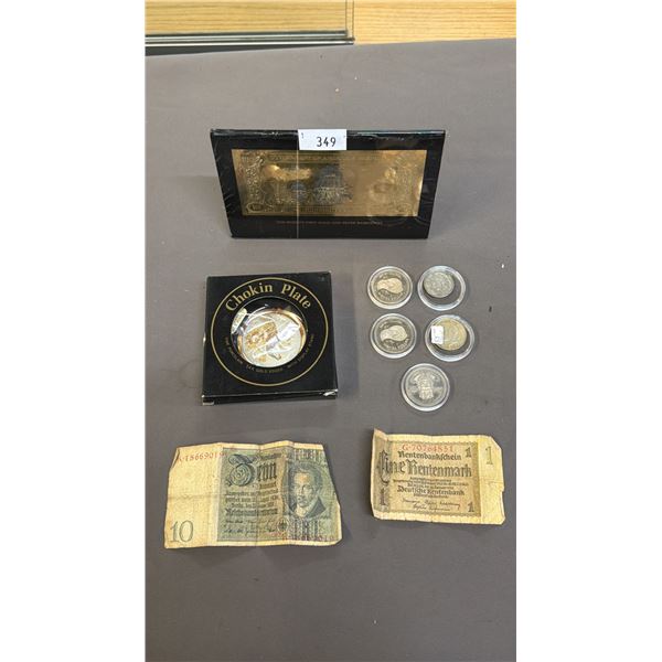 ASSORTED SOUVENIR & COMMEMORATIVE COINS & BILLS