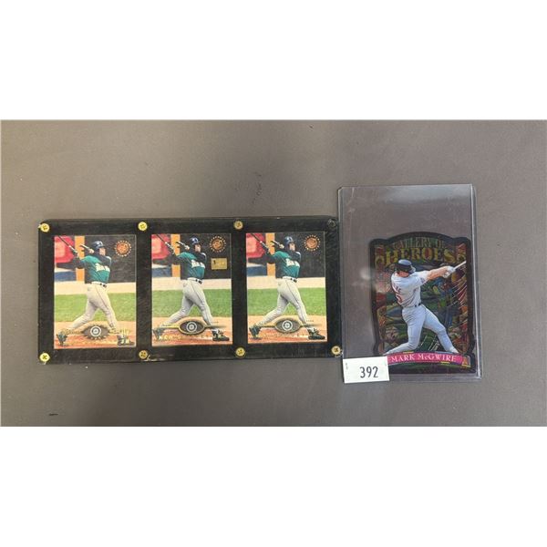 1998 TOPPS #GH7 GALLERY OF HEROES MARK MCGWIRE & (3) 1995 TOPPS #241 KEN GRIFFEY JR. BASEBALL CARDS