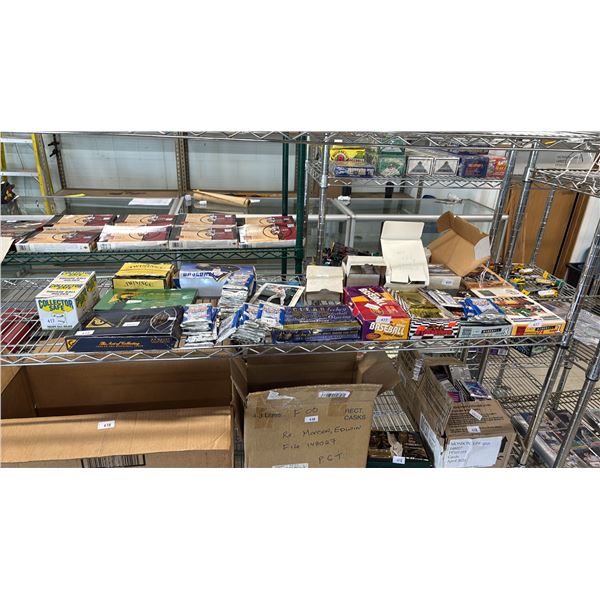 SHELF OF ASSORTED BASEBALL CARD PACKS & BOOSTER PACKS *OPENED*