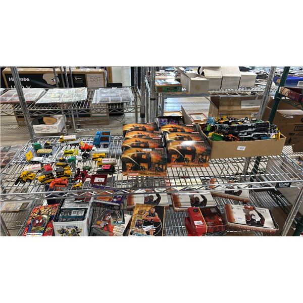 SHELF OF ASSORTED TOY CARS