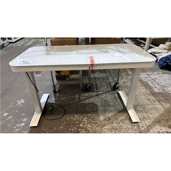 SEVILLE CLASSICS WHITE AIR LIFT DESK: *WORKING CONDITION UNKNOWN/MAY BE MISSING PARTS & OR PIECES*