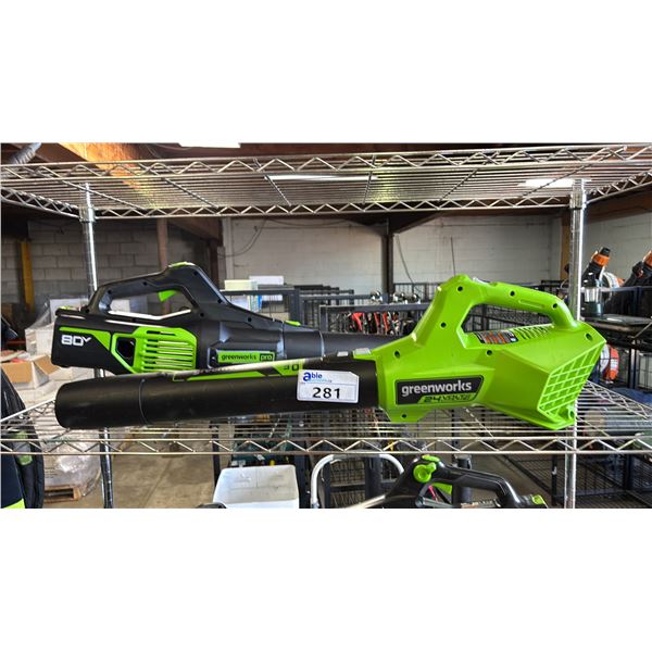 GREENWORKS CORDLESS BLOWER & GREENWORKS PRO CORDLESS BLOWER *NO BATTERIES OR CHARGERS/WORKING