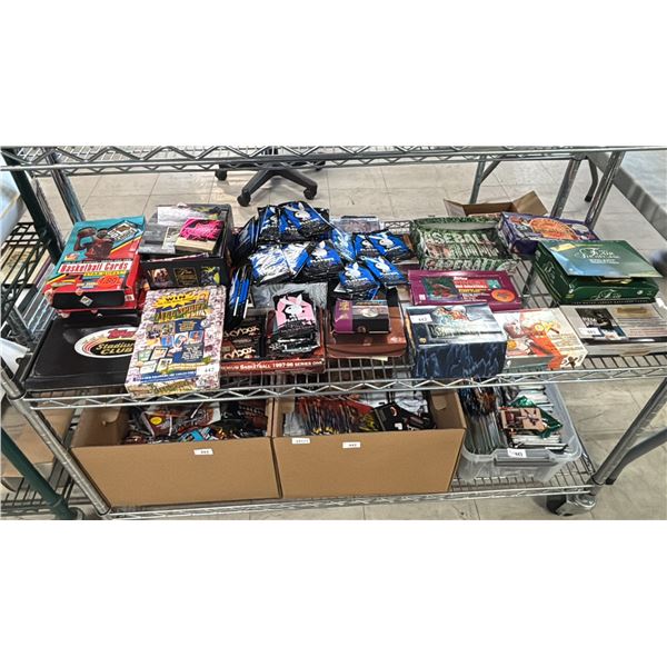 SHELF OF ASSORTED SPORTS & COLLECTIBLE CARDS