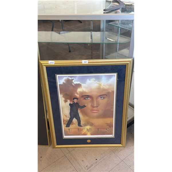 THE FRANKLIN MINT FRAMED ORIGINAL TITLED "ELVIS THE KING" BY NATE GIORGIO WITH COA