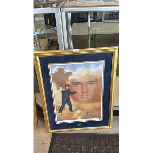 THE FRANKLIN MINT FRAMED ORIGINAL TITLED "ELVIS THE KING" BY NATE GIORGIO WITH COA