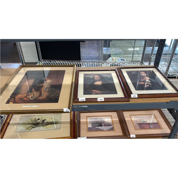 SHELF OF ASSORTED FRAMED ARTWORK
