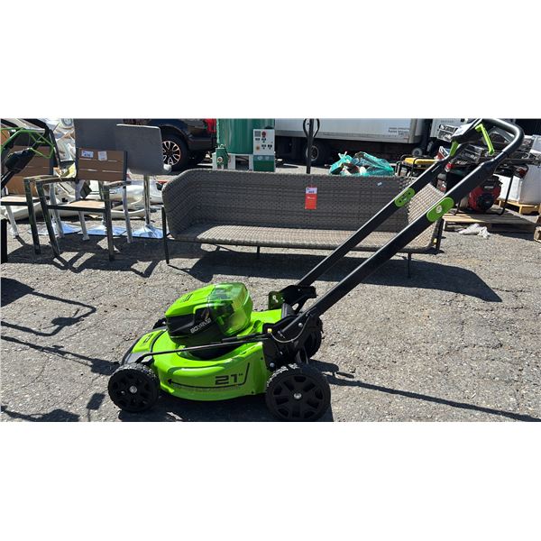 GREENWORKS PRO 80V 21" CORDLESS LAWN MOWER *NO BATTERIES/NO CHARGER/WORKING CONDITION UNKNOWN/MAY
