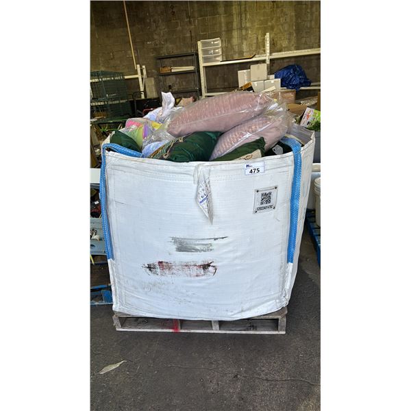PALLET OF ASSORTED CUSHIONS, CLOTHING, BEDDING & MORE *MUST TAKE ALL ON PALLET*