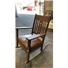 Image 3 : MISSION STYLE WOOD ROCKING CHAIR WITH PADDED UPHOLSTERED SEAT