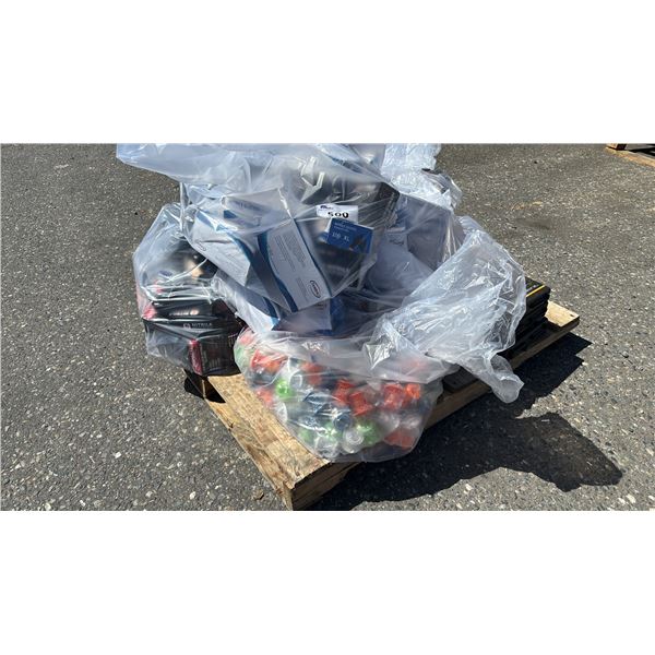 PALLET OF ASSTD. NITRILE GLOVES, DRAIN HAIR CATCHERS & MULTI-FUNCTION JUMP STARTERS *MUST TAKE ALL