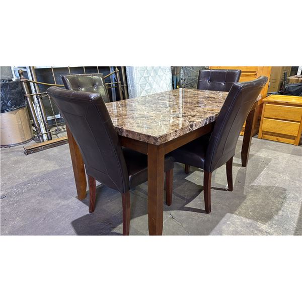 STONE TOP TABLE WITH 4 CHAIRS