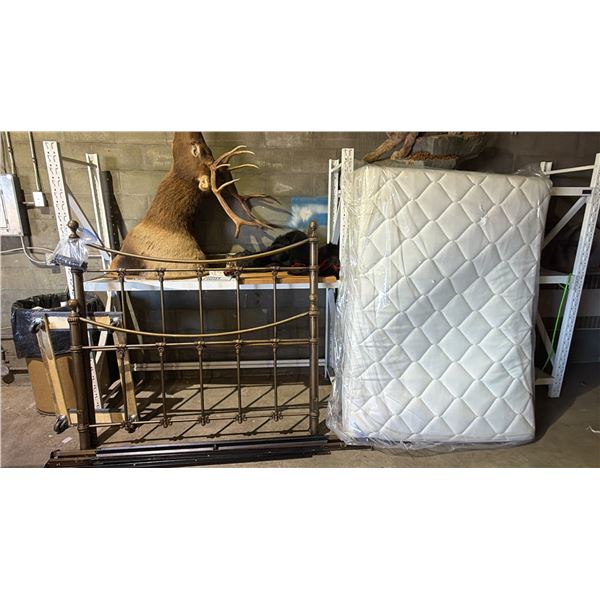 METAL QUEEN SIZE BED FRAME WITH MATTRESS