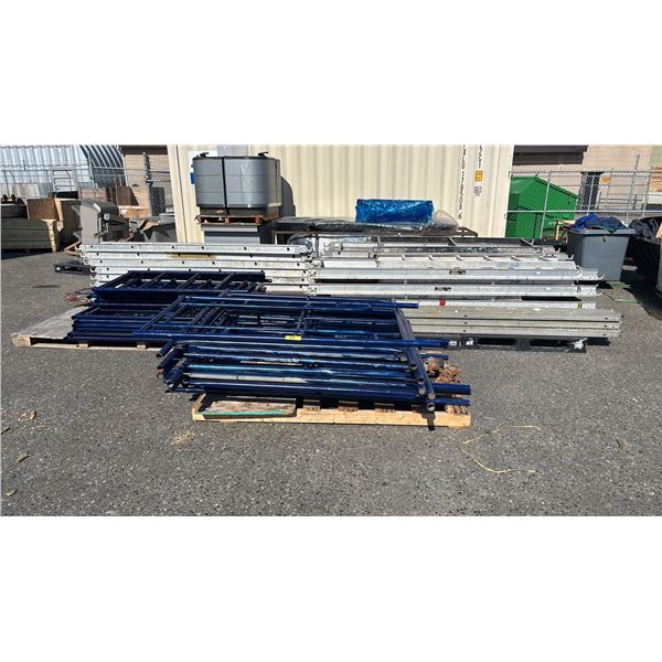 5 PALLETS OF SCAFFOLDING INCLUDING; (24) UPRIGHTS, (27) ASSORTED WALKWAYS, (4) WHEELS, (3) LEGS &