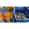 Image 3 : SHELF OF BARRICADE TAPE, BRIGHT GALVANIZING SPRAY, BOX OF BEAM CLAMPS,BOX OF HEX FLANGE BOLTS & MORE