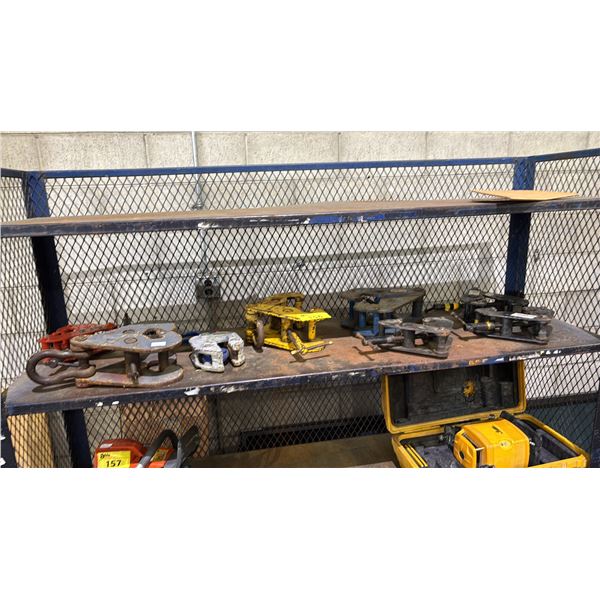 SHELF OF ASSORTED LIFTING CLAMPS