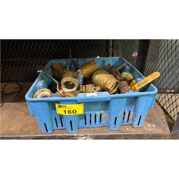 TOTE OF ASSORTED BRASS BALL VALVES