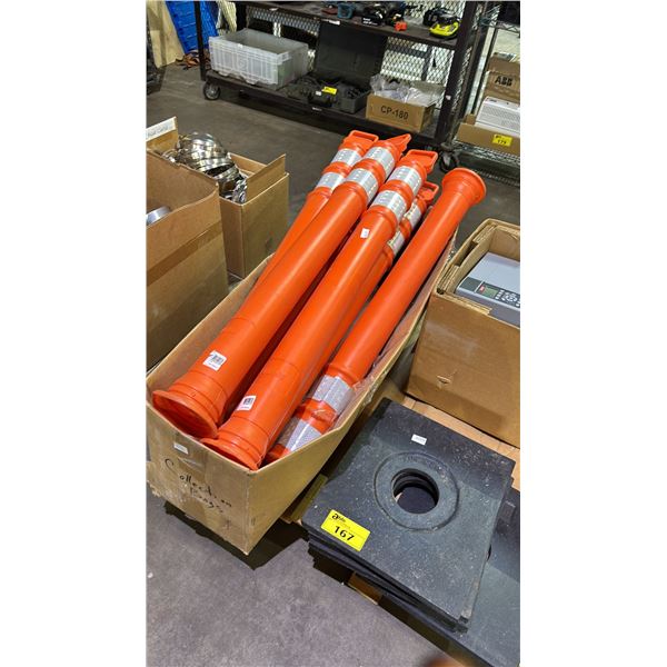 ULINE TRAFFIC DELINEATOR POSTS WITH (5) STANDS *THERE ARE MORE POSTS THAN STANDS*