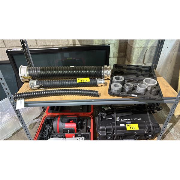 SHELF OF ASSTD. MASTERDUCT HOSES & EXHAUST PIPE EXPANDER & STRETCHER TOOL KIT