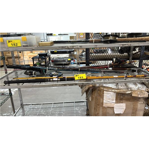 SHELF OF ASSORTED FISHING POLES