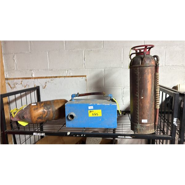 VINTAGE COPPER & BRASS FIRE EXTINGUISHER, VINTAGE BUOY & MORE