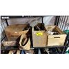 Image 1 : SHELF OF ASSTD. VINTAGE ITEM: CIRCULAR BLADES, TOOLS PIECES, LARGE ROLLING PIN & MORE