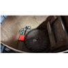 Image 2 : SHELF OF ASSTD. VINTAGE ITEM: CIRCULAR BLADES, TOOLS PIECES, LARGE ROLLING PIN & MORE