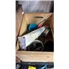 Image 5 : SHELF OF ASSTD. VINTAGE ITEM: CIRCULAR BLADES, TOOLS PIECES, LARGE ROLLING PIN & MORE
