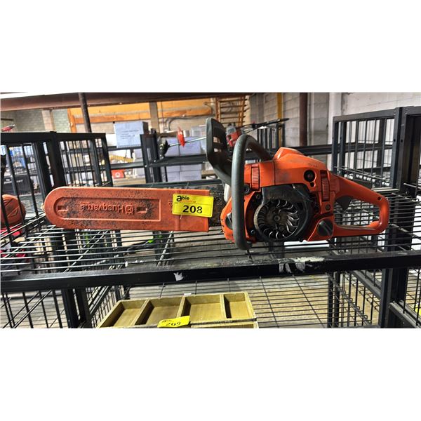 HUSQVARNA GAS POWERED CHAINSAW WITH BLADE COVER *MISSING CLUTCH COVER*