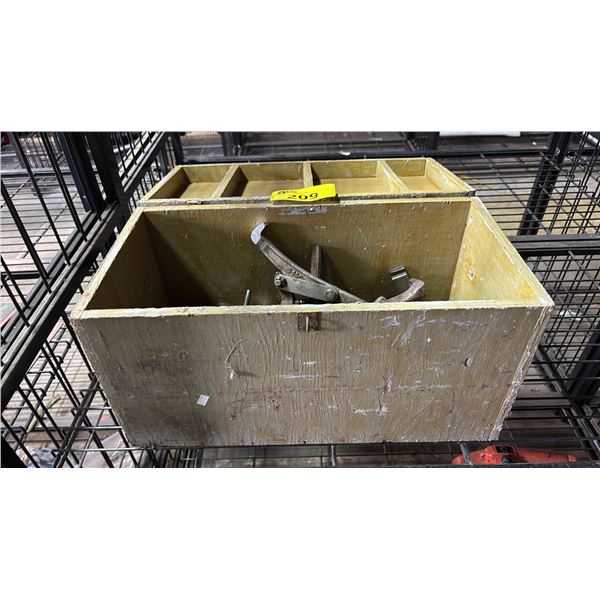 WOOD TOOL BOX & CONTENTS