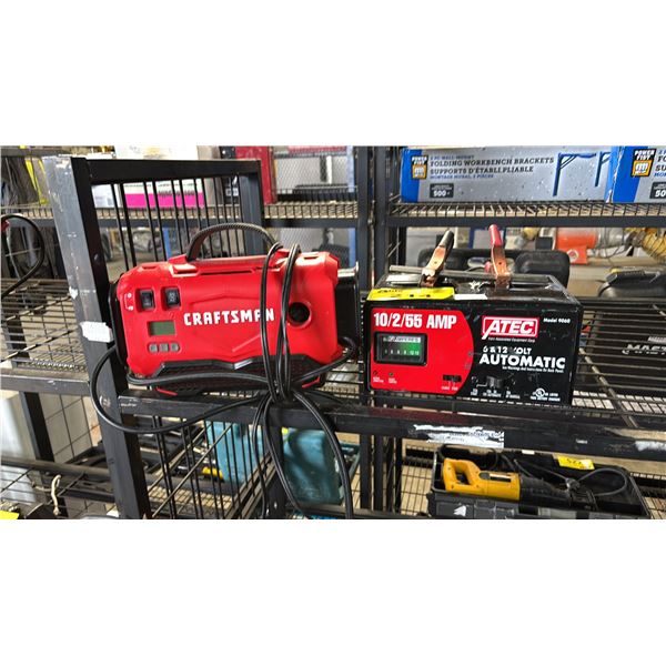 ATEC 9060 PORTABLE BATTERY CHARGER & CRAFTSMAN TIRE INFLATOR