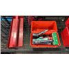 Image 3 : TOOLBOX WITH CAMPBELL HAUSFELD PNEUMATIC AIR HAMMER & THERMOS BOX OF STAPLE GUNS & STAPLES