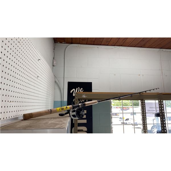 QUANTUM "BIG CAT" ONE PIECE HALIBUT/STURGEON FISHING ROD WITH ORCA LEVEL-WIND REEL